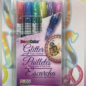DecoColor GLITTER, 6ct. Alcohol Based Paint Marker/Pens w/FINE Tip